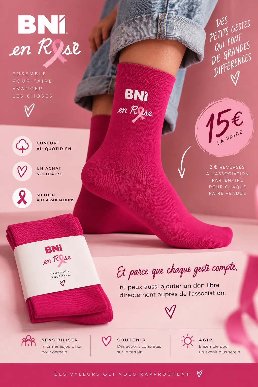 BNI en chaussettes roses